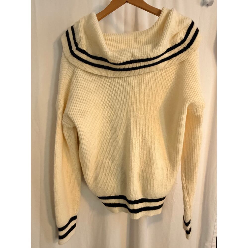 Listicle White Sailor Collar Button Down Ladies Medium Cardigan - Picture 3 of 10